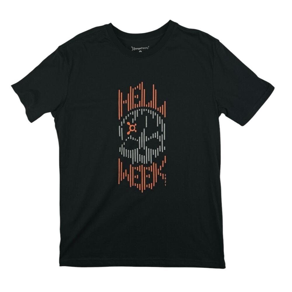 Orange Theory Men's Black Hell Week Skull Graphic Basic T Shirt Tee Top Size M